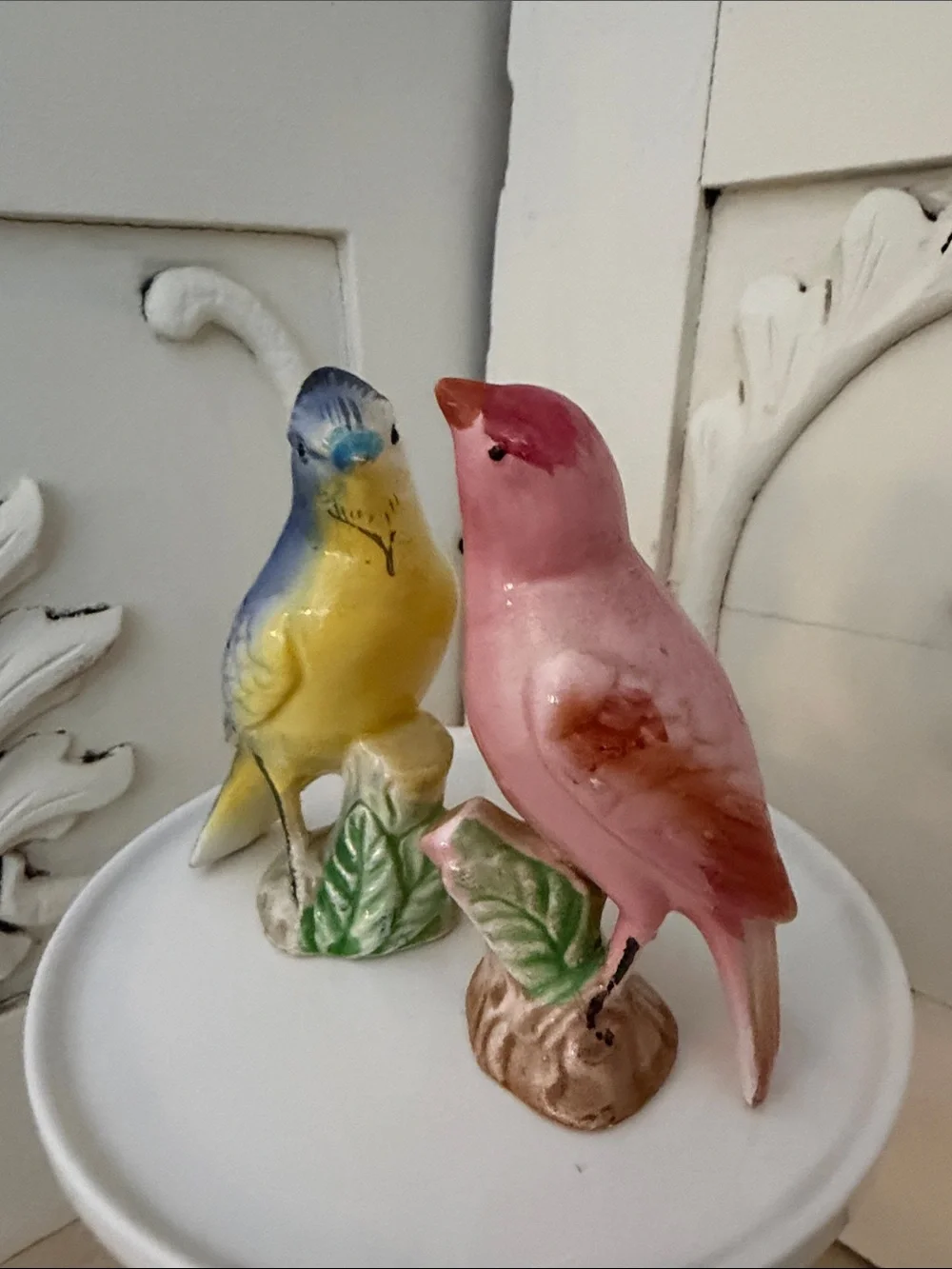 Blue & Yellow and Pink Decorative Ceramic Bird Figurines - Pets Bird